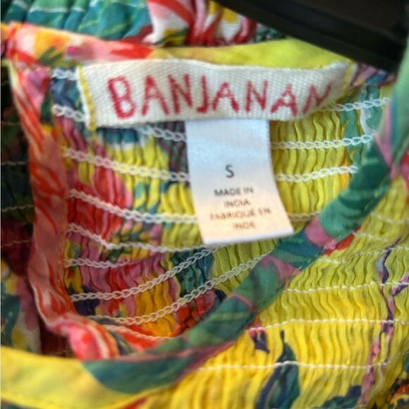 Rare Banjanan Isha Smocked Midi Dress Size S - Picture 8 of 8